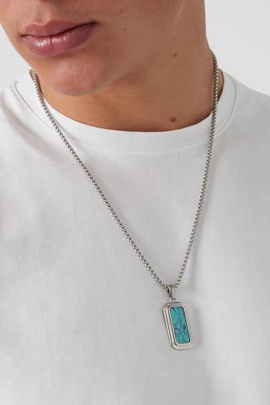 Mannen ketting met hanger - turquoise  h5 Afbeelding3